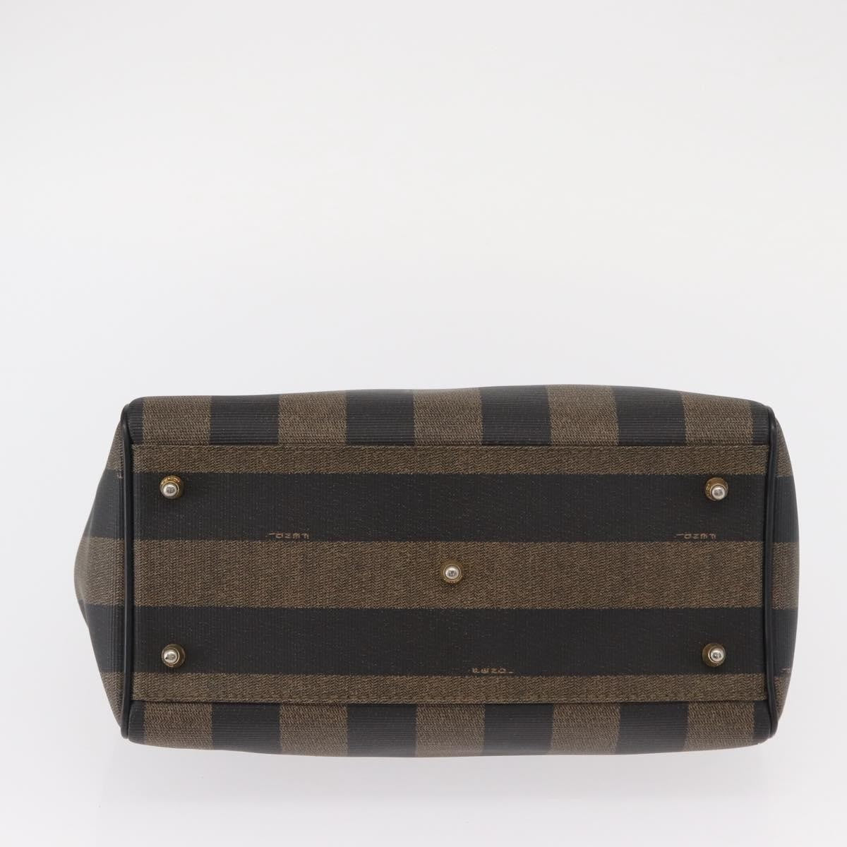 Fendi Vintage Pequin Convertible Boston Bag Coated Canvas, BROWN, CANVAS, Travel bag