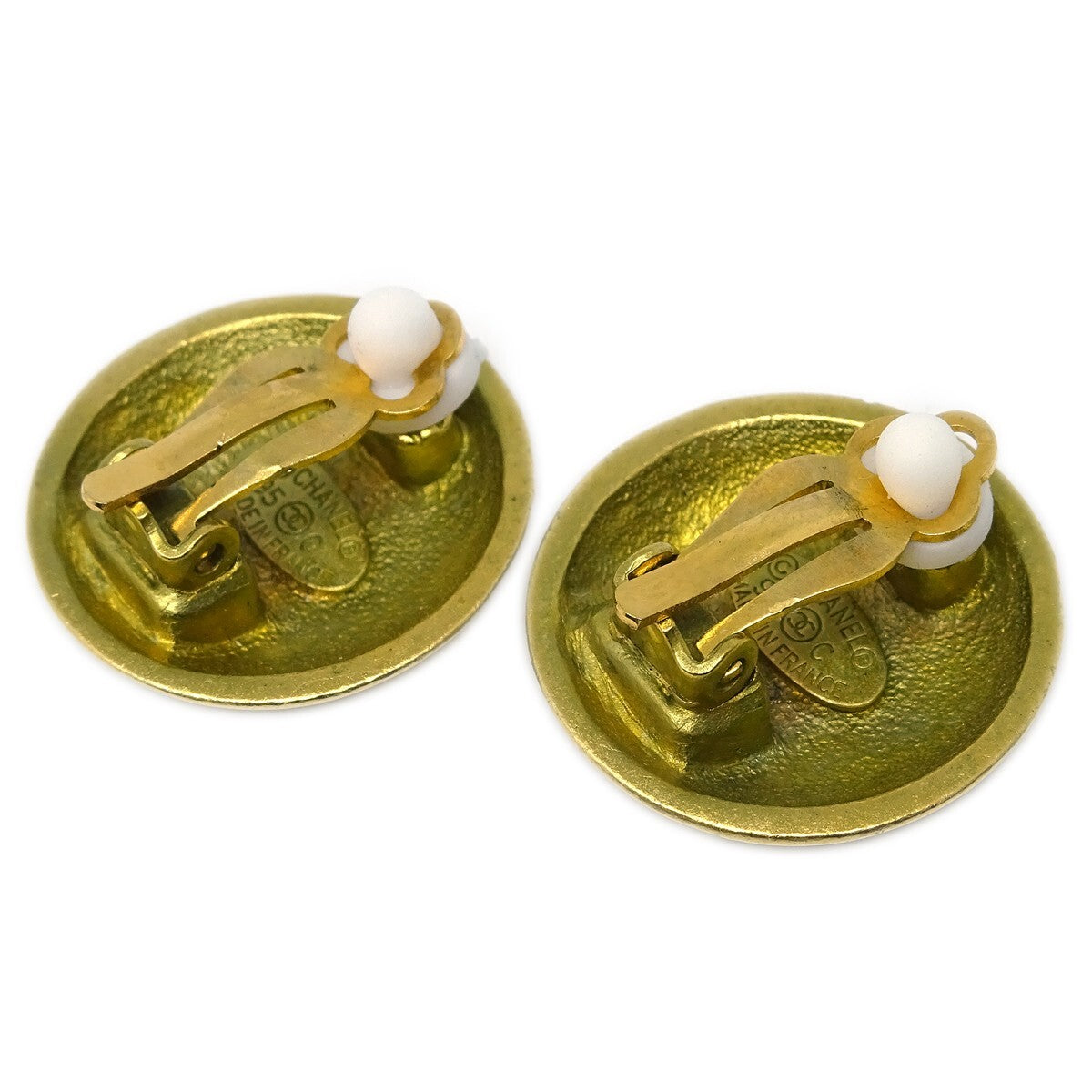 Chanel Vintage CC Round Clip-On Earrings Metal, GOLD, GOLD_PLATED, Earrings