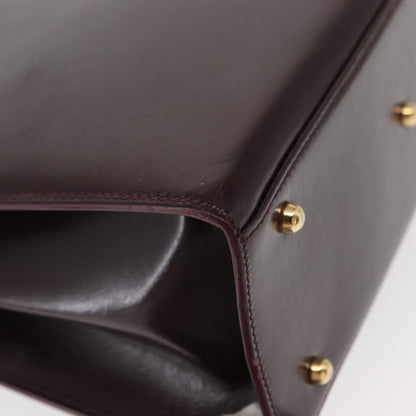 Gucci Vintage Lady Lock Top Handle Bag Leather, BURGUNDY, LEATHER, Handbag
