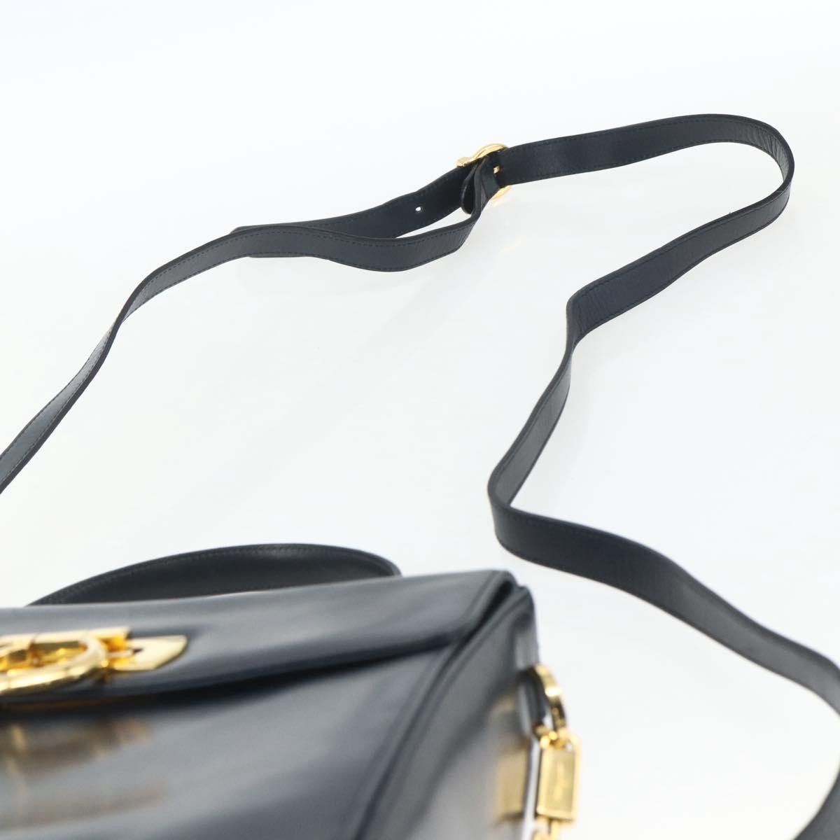 Salvatore Ferragamo Gancini Convertible Top Handle Bag Leather, NAVY, LEATHER, Handbag