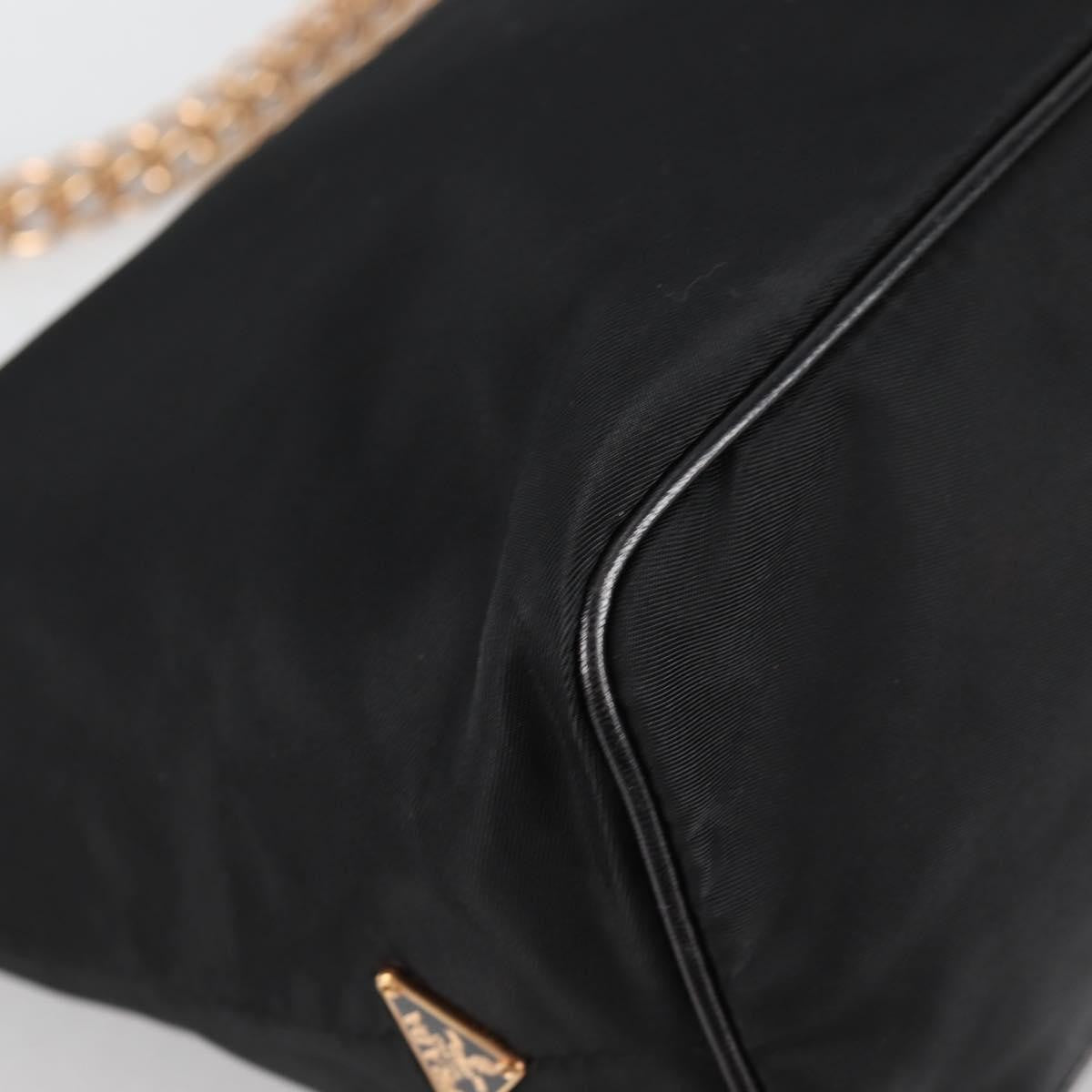 Prada Double Chain Hobo Nylon, BLACK, NYLON, Shoulder bag