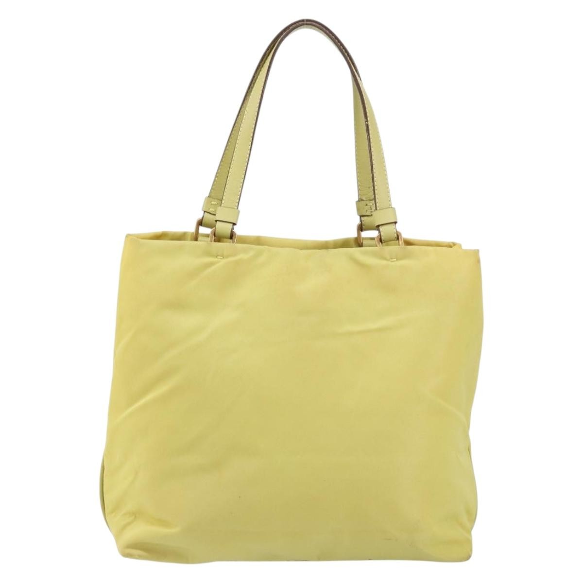 Prada Vintage Tote Nylon, Yellow, Nylon, Tote Bag
