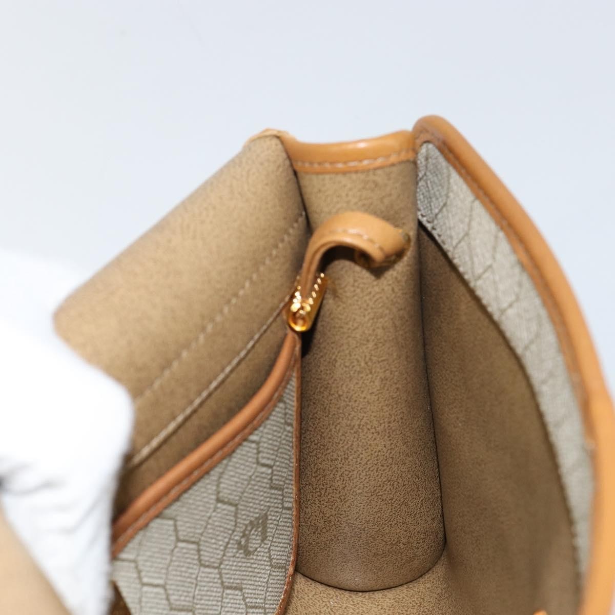 Christian Dior Vintage Honeycomb Flap Crossbody Bag Canvas and Leather, BEIGE, CANVAS, Shoulder bag