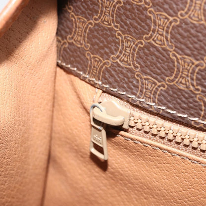 Celine Vintage Macadam Shoulder Bag Canvas and Leather, BROWN, CANVAS, Shoulder bag