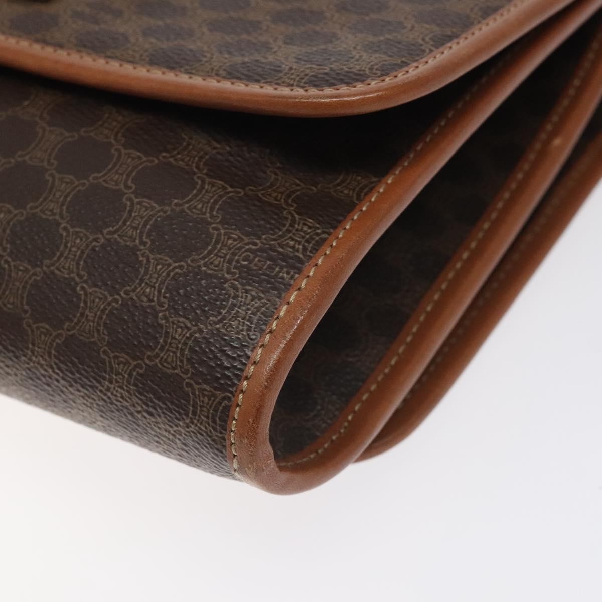Celine Vintage Macadam Shoulder Bag Canvas and Leather, Brown, Canvas, Shoulder Bag