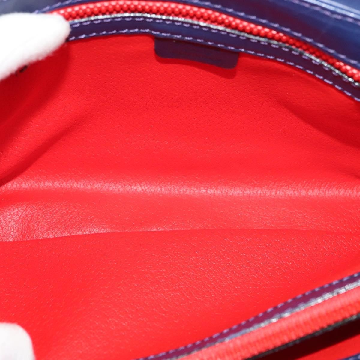 Celine Circle logo Leather, NAVY, LEATHER, Shoulder bag