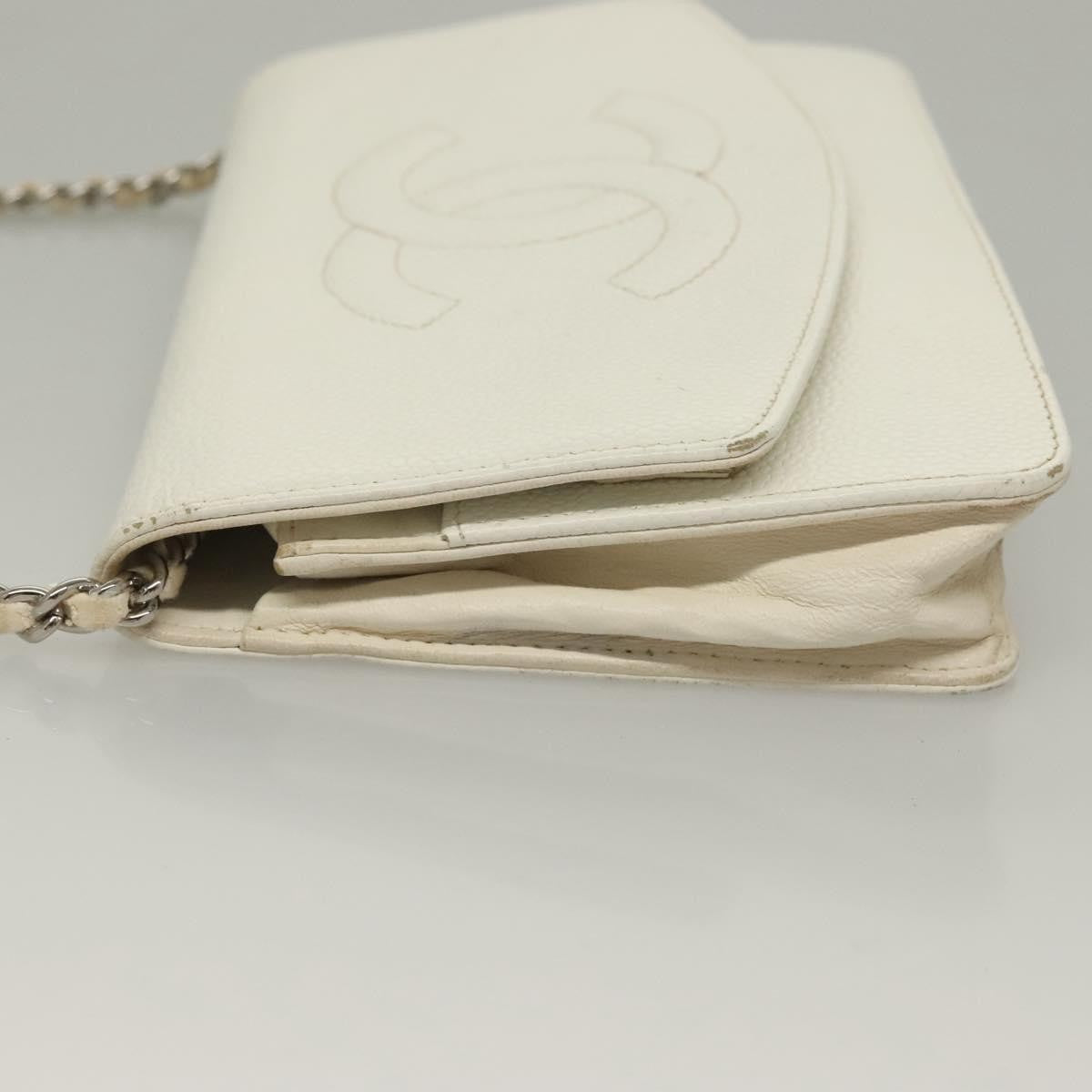 Chanel Vintage Timeless Wallet on Chain Caviar, WHITE, LEATHER, Clutche & pouche