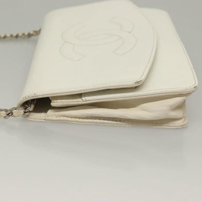Chanel Vintage Timeless Wallet on Chain Caviar, WHITE, LEATHER, Clutche & pouche