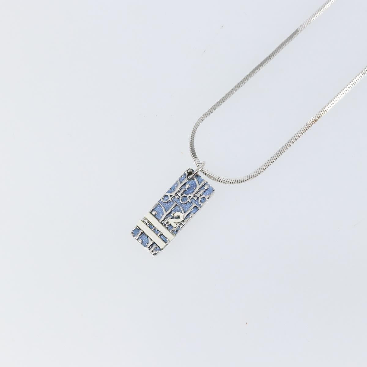 Christian Dior Trotter Motif Necklace Engraved Metal, SILVER, METAL, Necklace