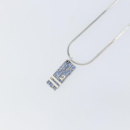 Christian Dior Trotter Motif Necklace Engraved Metal, SILVER, METAL, Necklace