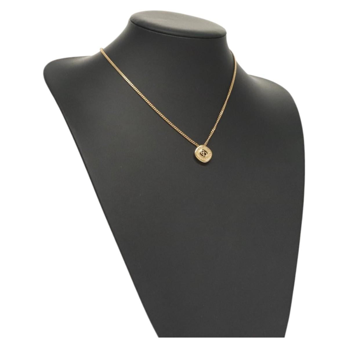 Christian Dior CD Pendant Necklace Metal, GOLD, METAL, Necklace