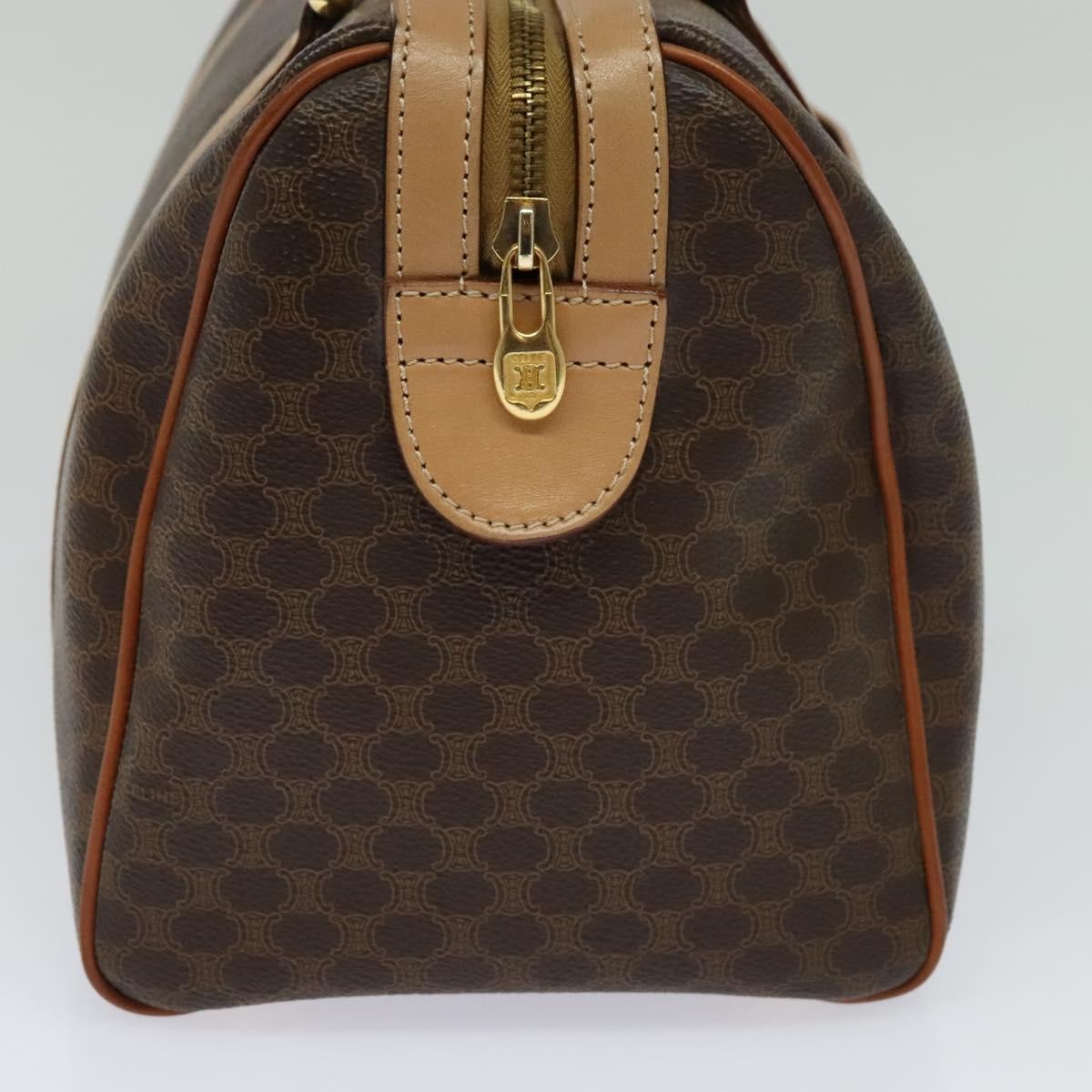 Celine Vintage Macadam Boston bag Canvas and Leather, Brown, Canvas, Travel Bag