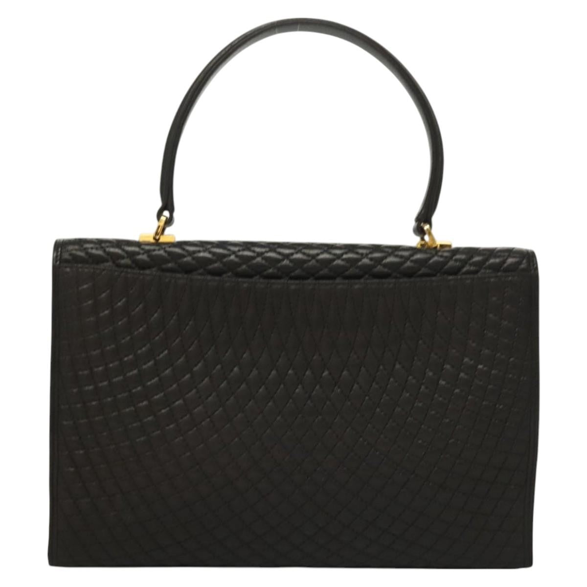 Bally Vintage Handbag Quilted Leather, BLACK, LEATHER, Handbag