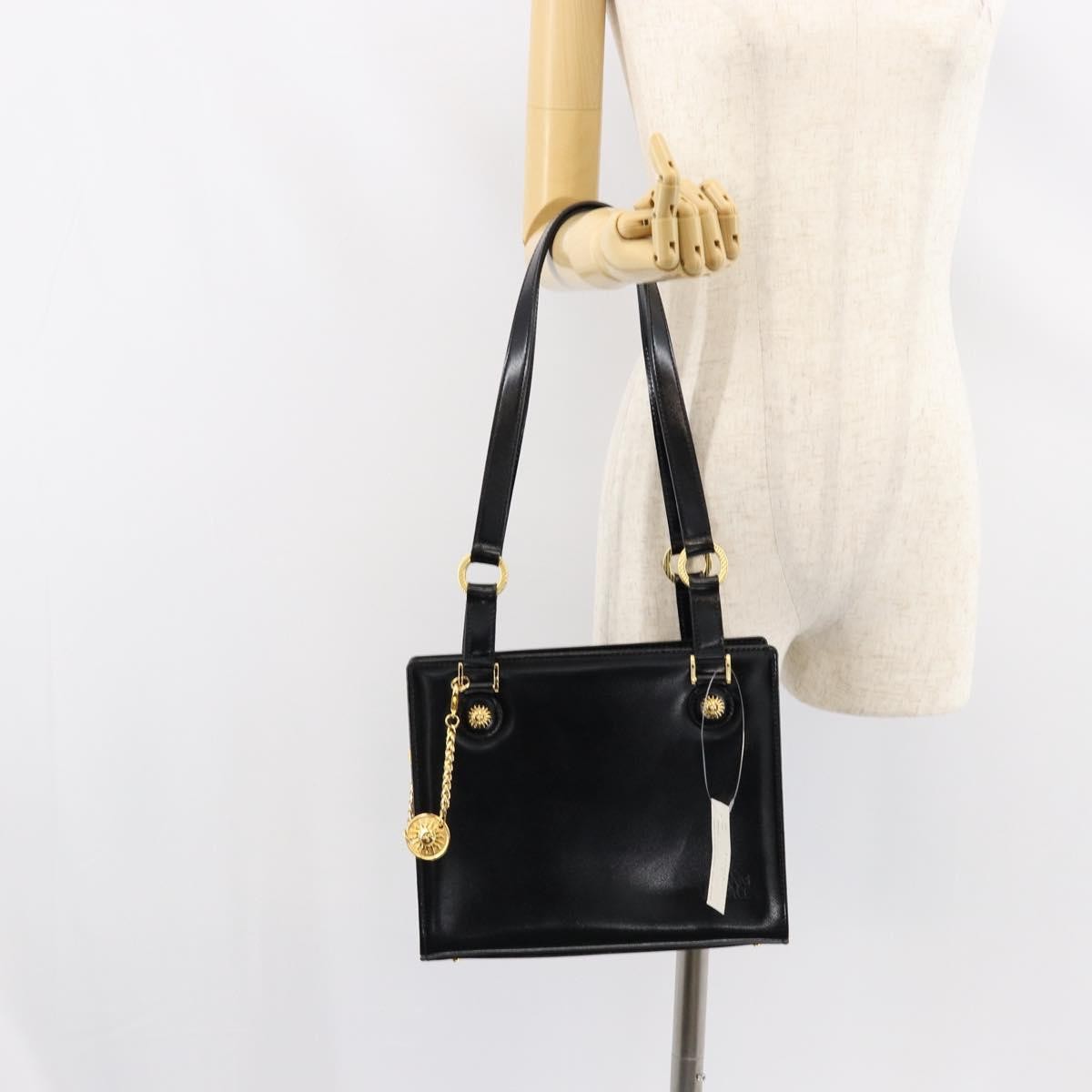 Versace Vintage Shoulder Bag Leather, BLACK, LEATHER, Tote bag
