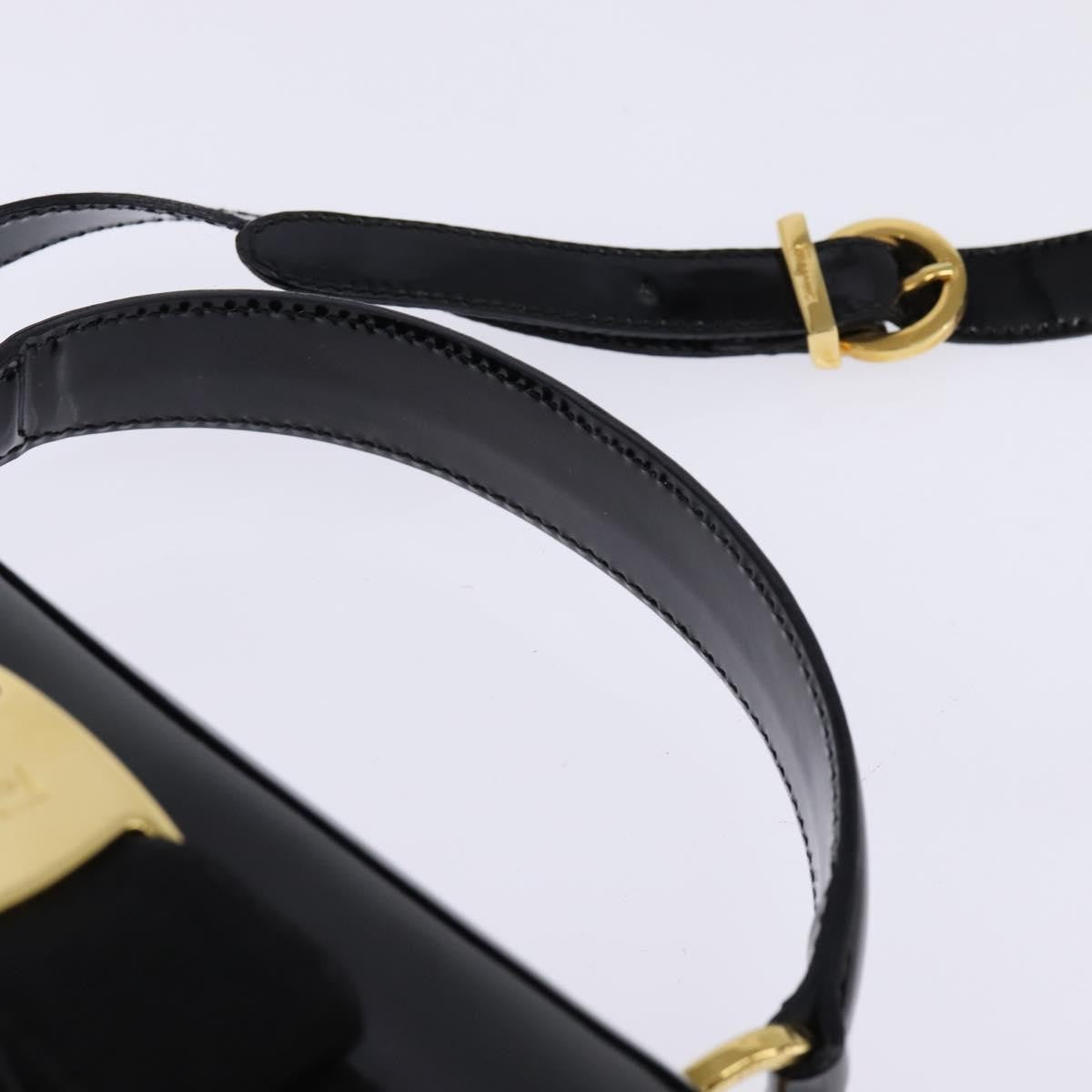 Salvatore Ferragamo Vintage Vara Bow Top Handle Bag Patent Leather, BLACK, PATENT_LEATHER, Handbag