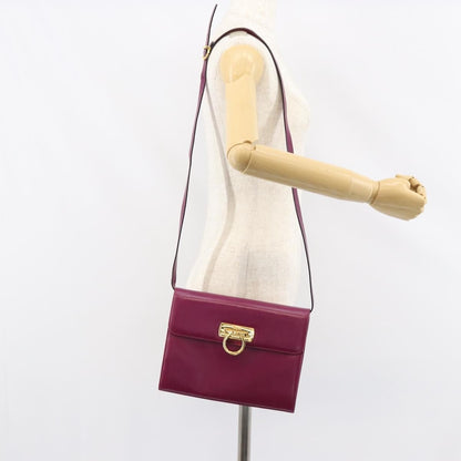 Salvatore Ferragamo Gancini Shoulder Bag Leather, PURPLE, LEATHER, Shoulder bag