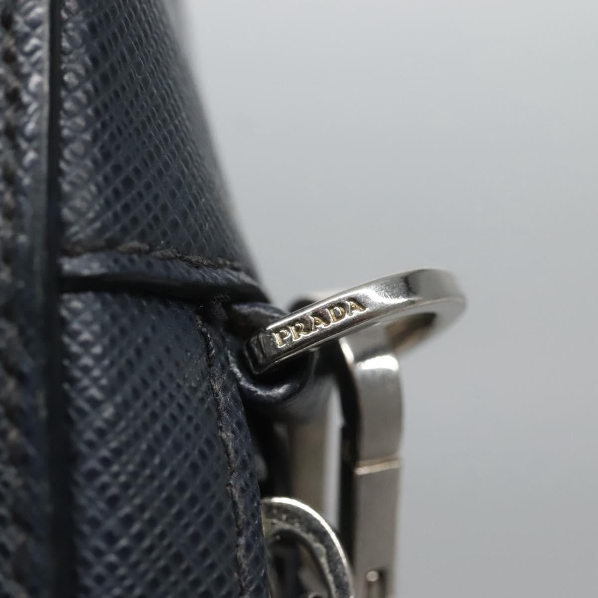 Prada Zip Pochette Saffiano Leather, NAVY, LEATHER, Clutche & pouche