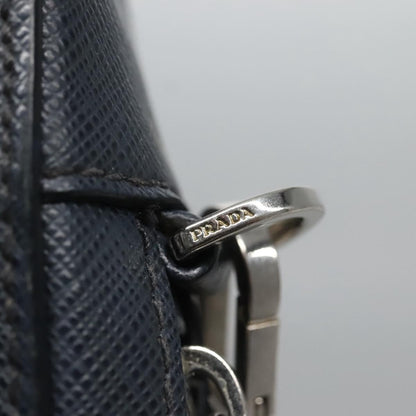 Prada Zip Pochette Saffiano Leather, NAVY, LEATHER, Clutche & pouche