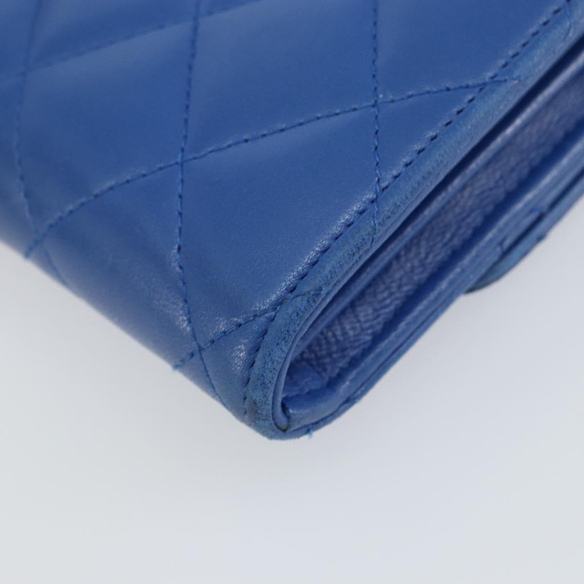 Chanel CC Gusset Classic Flap Wallet Quilted Lambskin, BLUE, LEATHER, Wallets