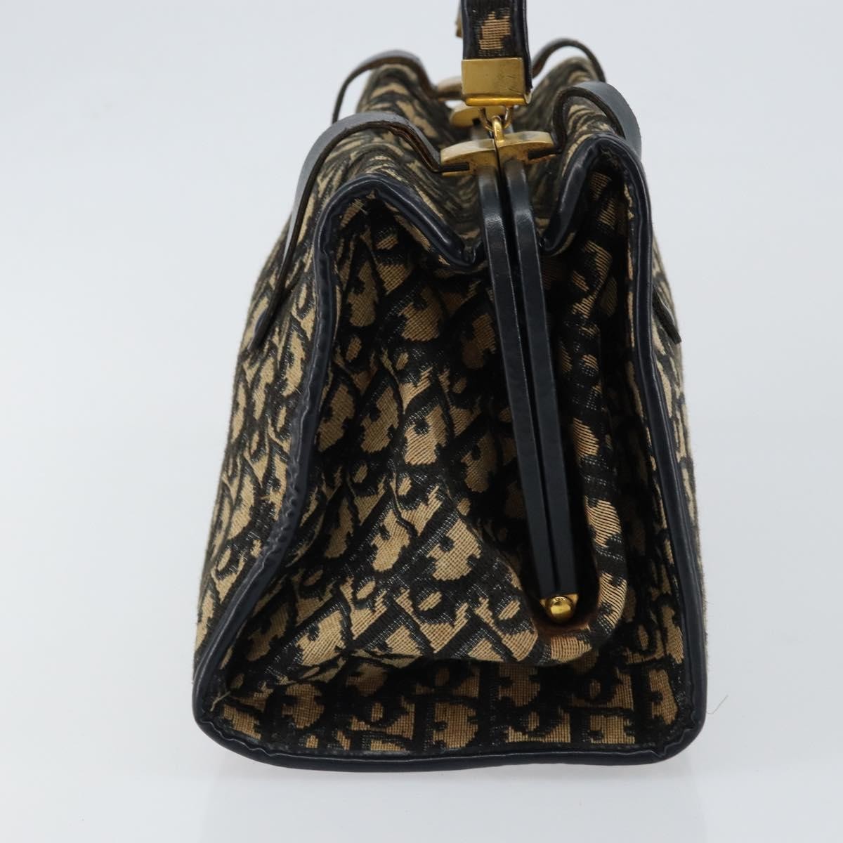 Christian Dior Vintage Trotter Handbag Canvas, NAVY, CANVAS, Handbag