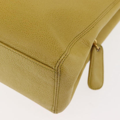 Chanel Vintage Logo Chain Tote Caviar, YELLOW, LEATHER, Tote bag