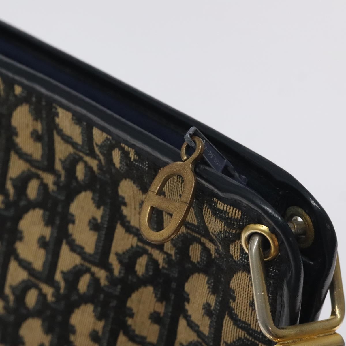 Christian Dior Vintage Trotter Shoulder Bag Canvas, NAVY, CANVAS, Shoulder bag