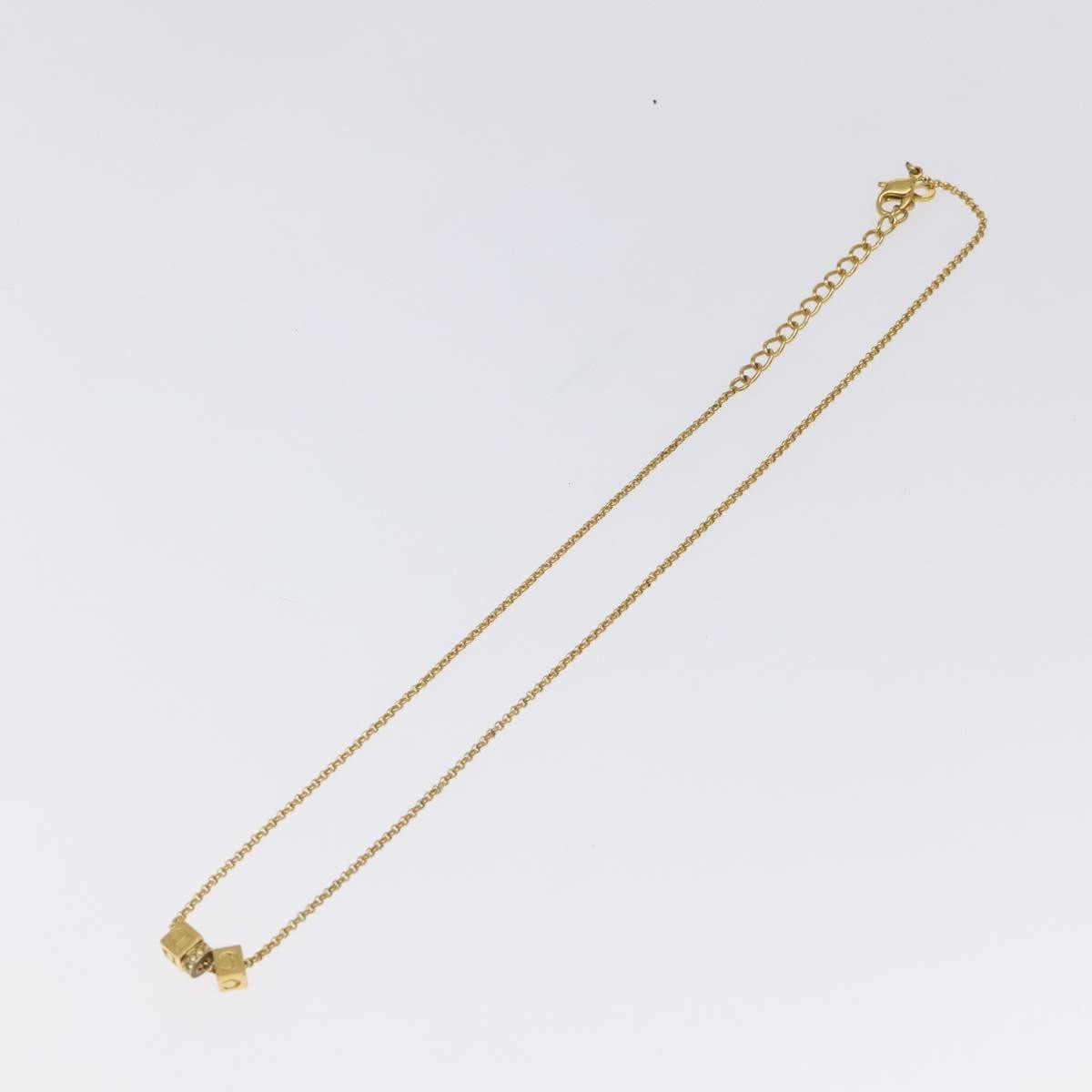 Christian Dior CD Cube Charms Pendant Necklace Metal with Crystals, GOLD, METAL, Necklace