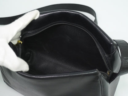Celine Shoulder Bag Leather, BLACK, LEATHER, Shoulder bag