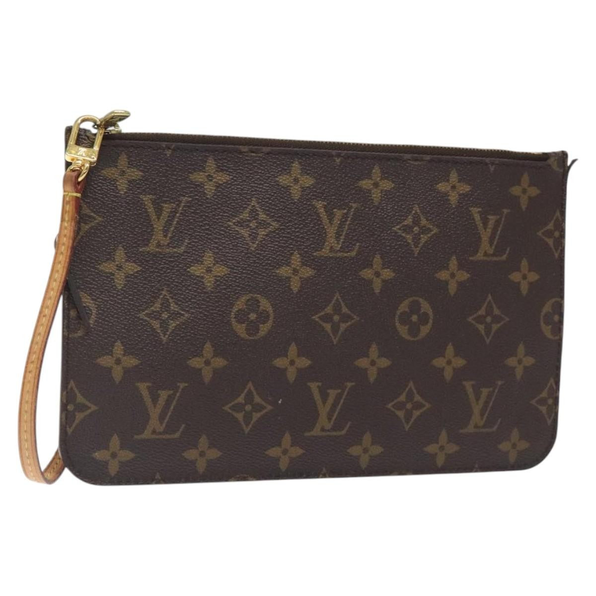 Louis Vuitton Neverfull Pochette Monogram Canvas, BROWN, CANVAS, Tote bag