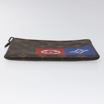 Louis Vuitton Zipped Pouch Limited Edition Logo Story Monogram Canvas, BROWN, CANVAS, Clutche & pouche