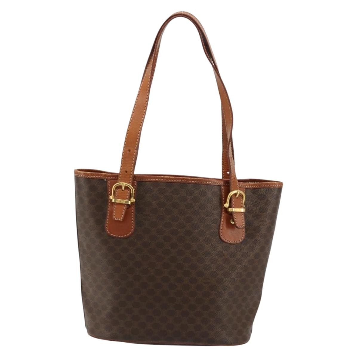 Celine Vintage Macadam Tote bag Canvas and Leather, Brown, Canvas, Tote Bag