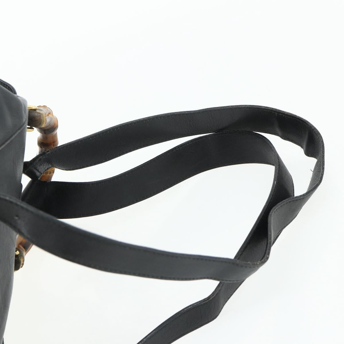 Gucci Vintage Bamboo Backpack Leather, Black, Leather, Backpack