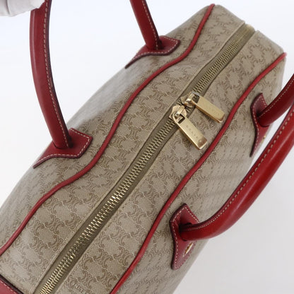 Celine Vintage Macadam Handbag Canvas and Leather, BEIGE, PVC, Handbag