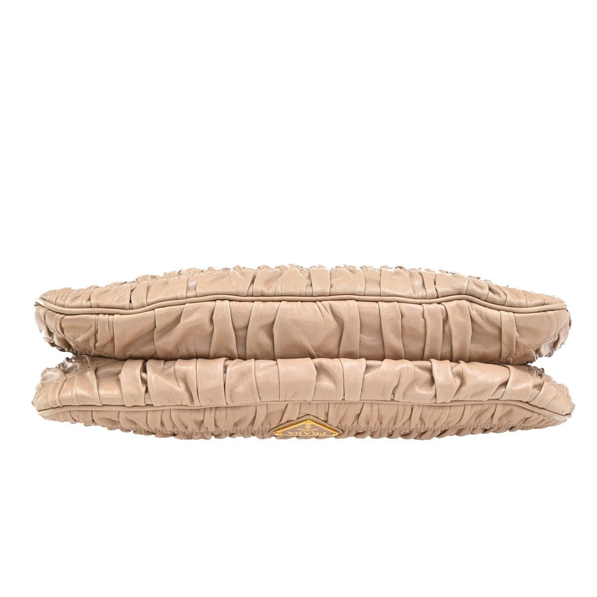 Prada Turnlock Shoulder Bag Nappa Gaufre, Beige, Leather, Shoulder Bag