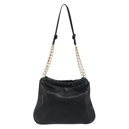 Chanel Chain Tote Leather, Black, Leather, Shoulder Bag