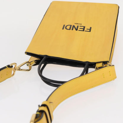 Fendi Pack Shopping Tote Leather, YELLOW, LEATHER, Handbag