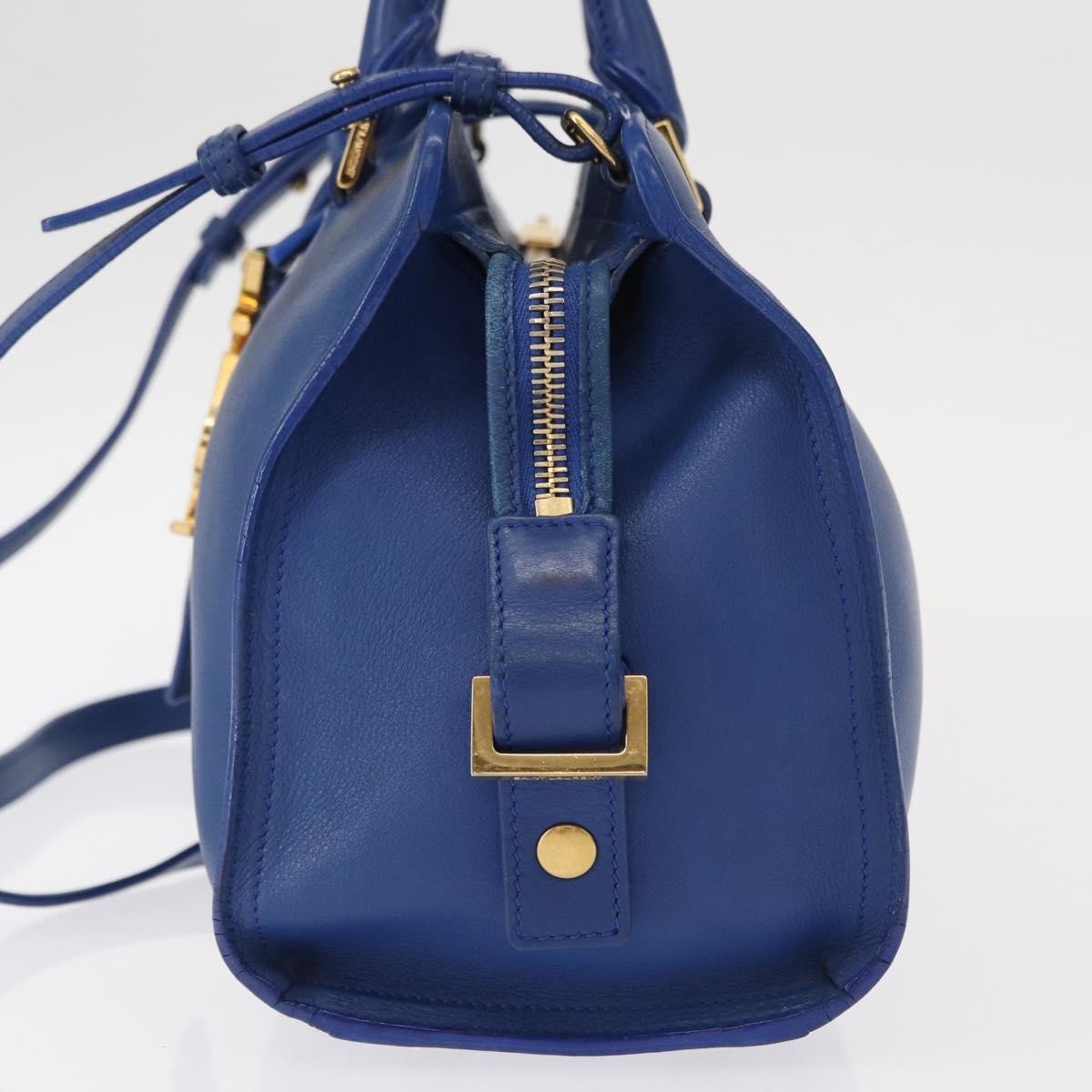 Saint Laurent Monogram Cabas Leather, BLUE, LEATHER, Handbag