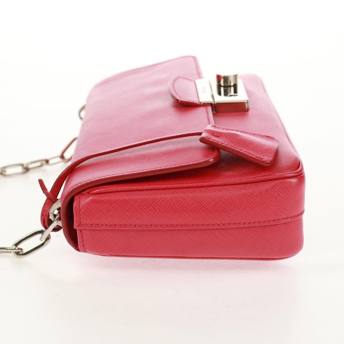 Prada Sound Chain Shoulder Bag Saffiano Leather, Red, Leather, Shoulder Bag