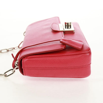 Prada Sound Chain Shoulder Bag Saffiano Leather, Red, Leather, Shoulder Bag