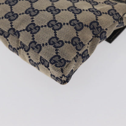 Gucci Vintage Double Belt Bag GG Canvas with Leather, NAVY, CANVAS, Clutche & pouche