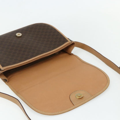 Celine Vintage Macadam Shoulder Bag Canvas and Leather, Brown, Canvas, Shoulder Bag