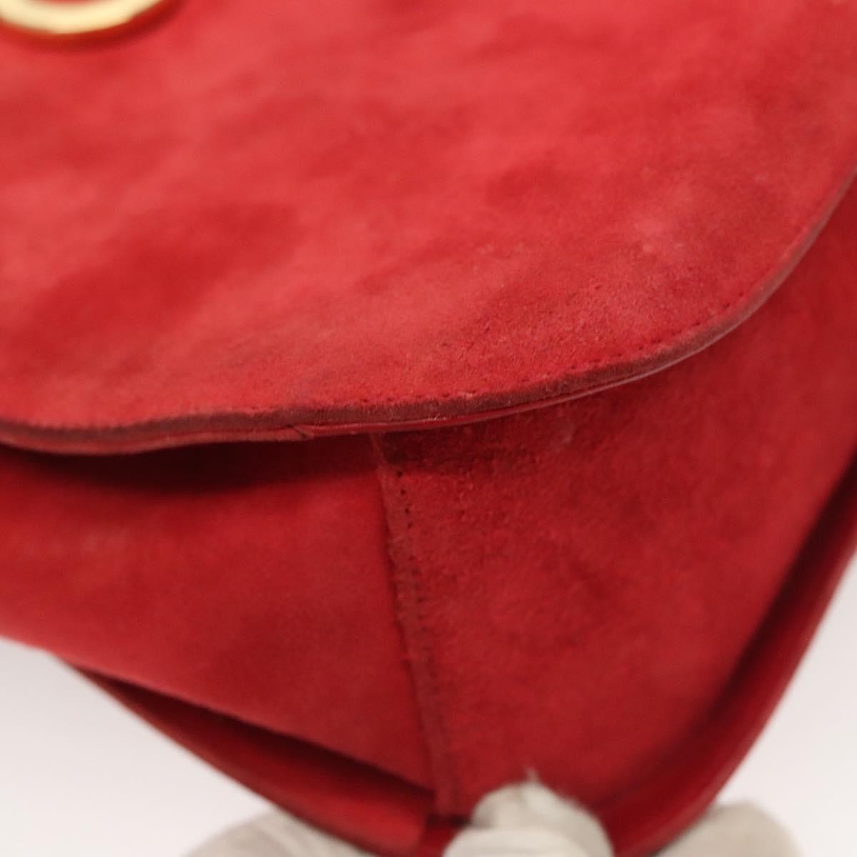 Salvatore Ferragamo Gancini Shoulder Bag Suede, RED, SUEDE, Shoulder bag
