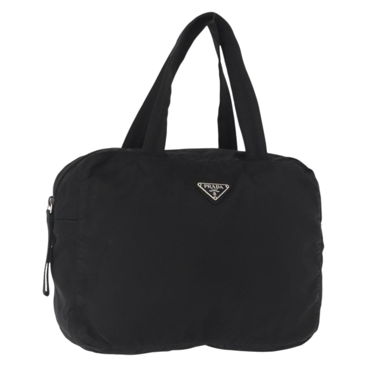 Prada Vintage Zip Handbag Tessuto, BLACK, NYLON, Handbag