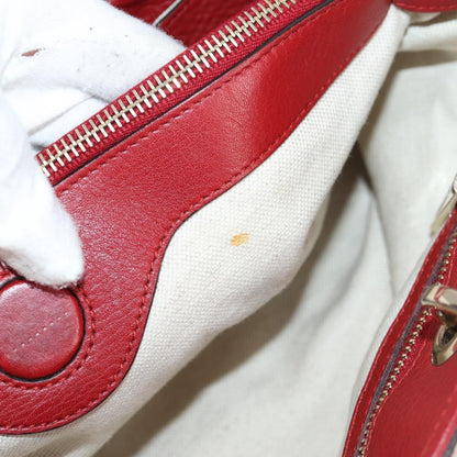 Gucci Bamboo Shopper Tote Leather, RED, LEATHER, Tote bag