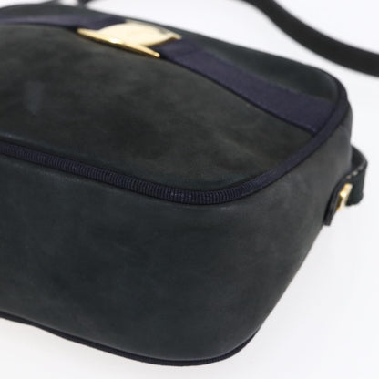 Salvatore Ferragamo Vala Shoulder Bag Suede, NAVY, SUEDE, Shoulder bag