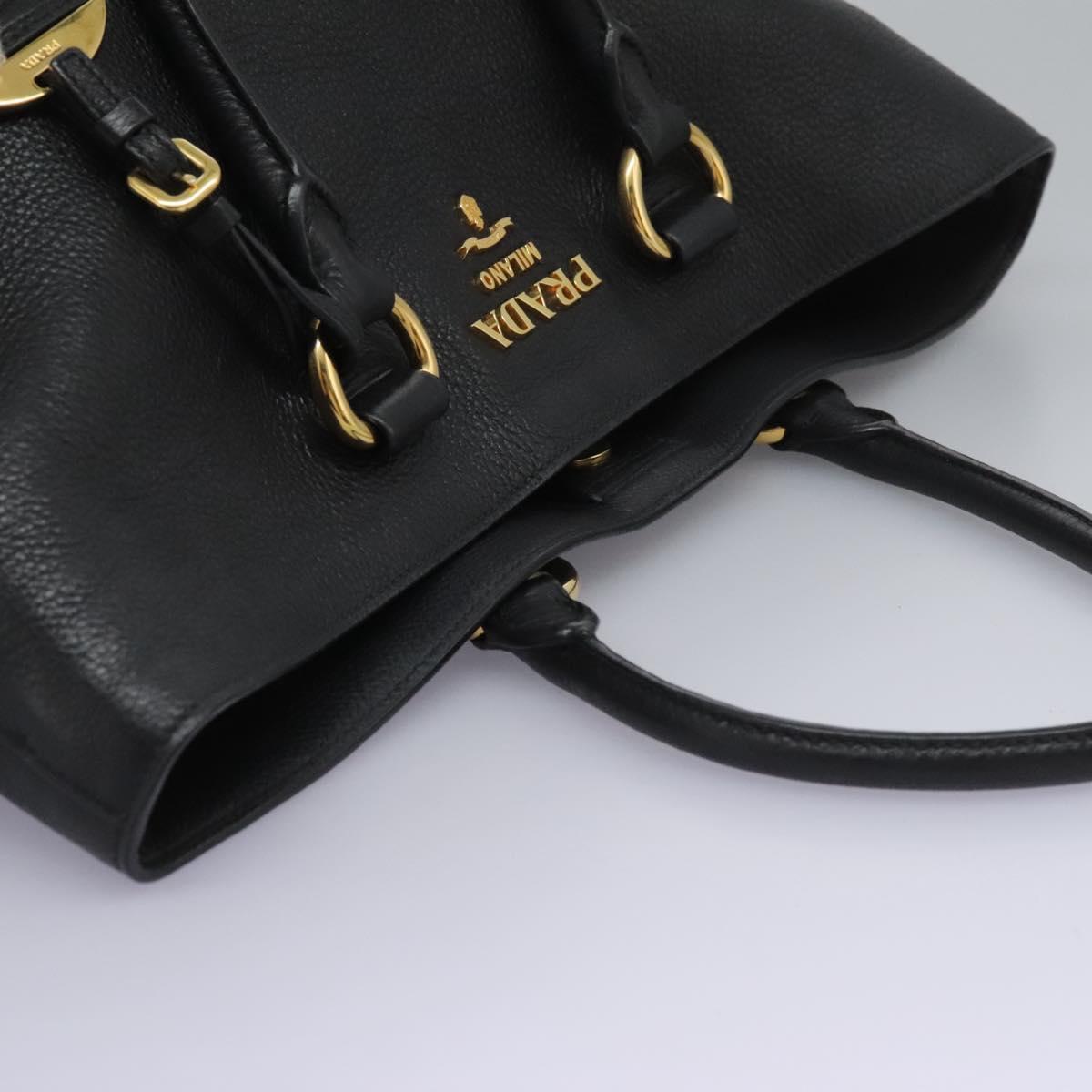 Prada Shopping Tote Vitello Daino, BLACK, LEATHER, Tote bag