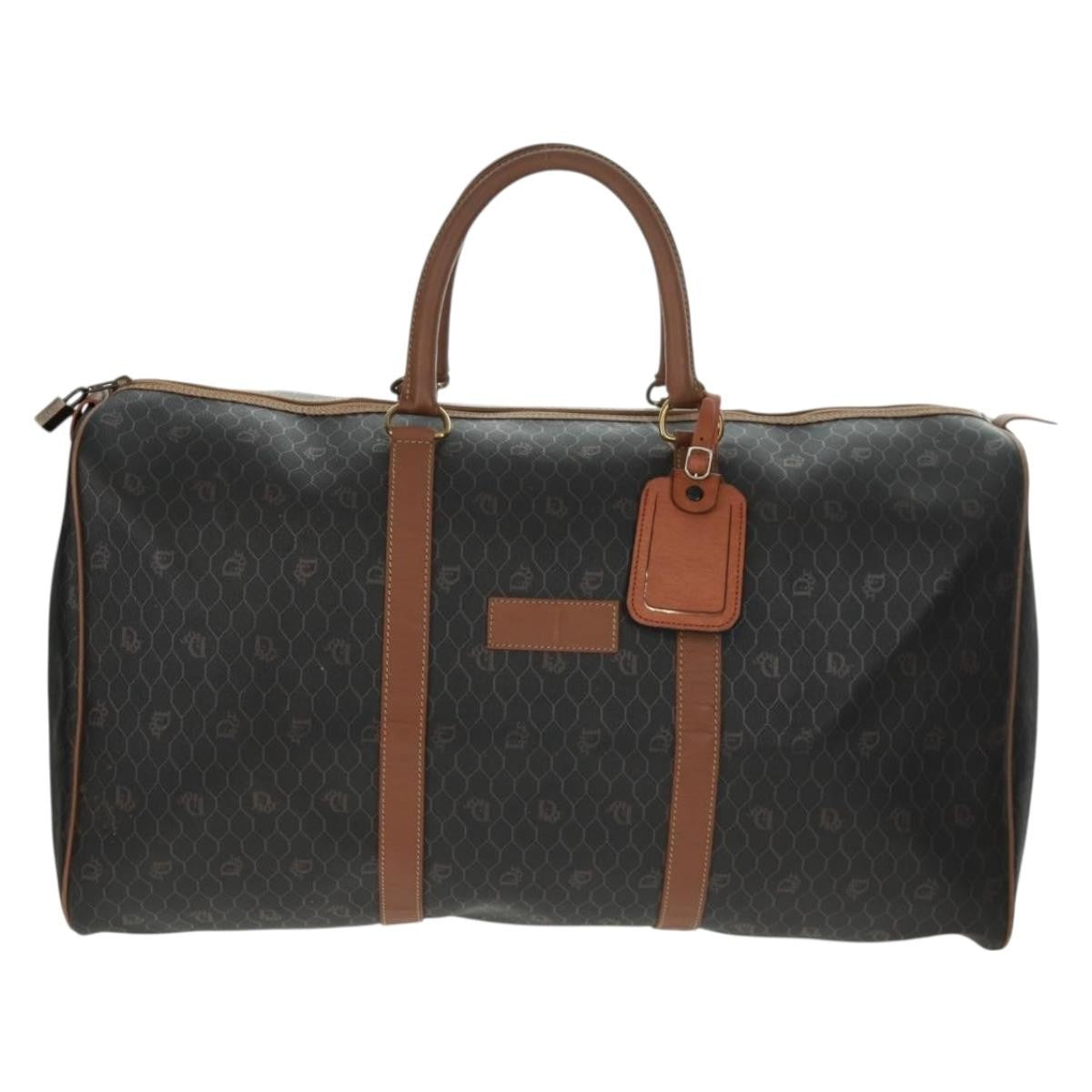 Christian Dior Vintage Honeycomb Boston bag Canvas and Leather, BLACK, CANVAS, Travel bag