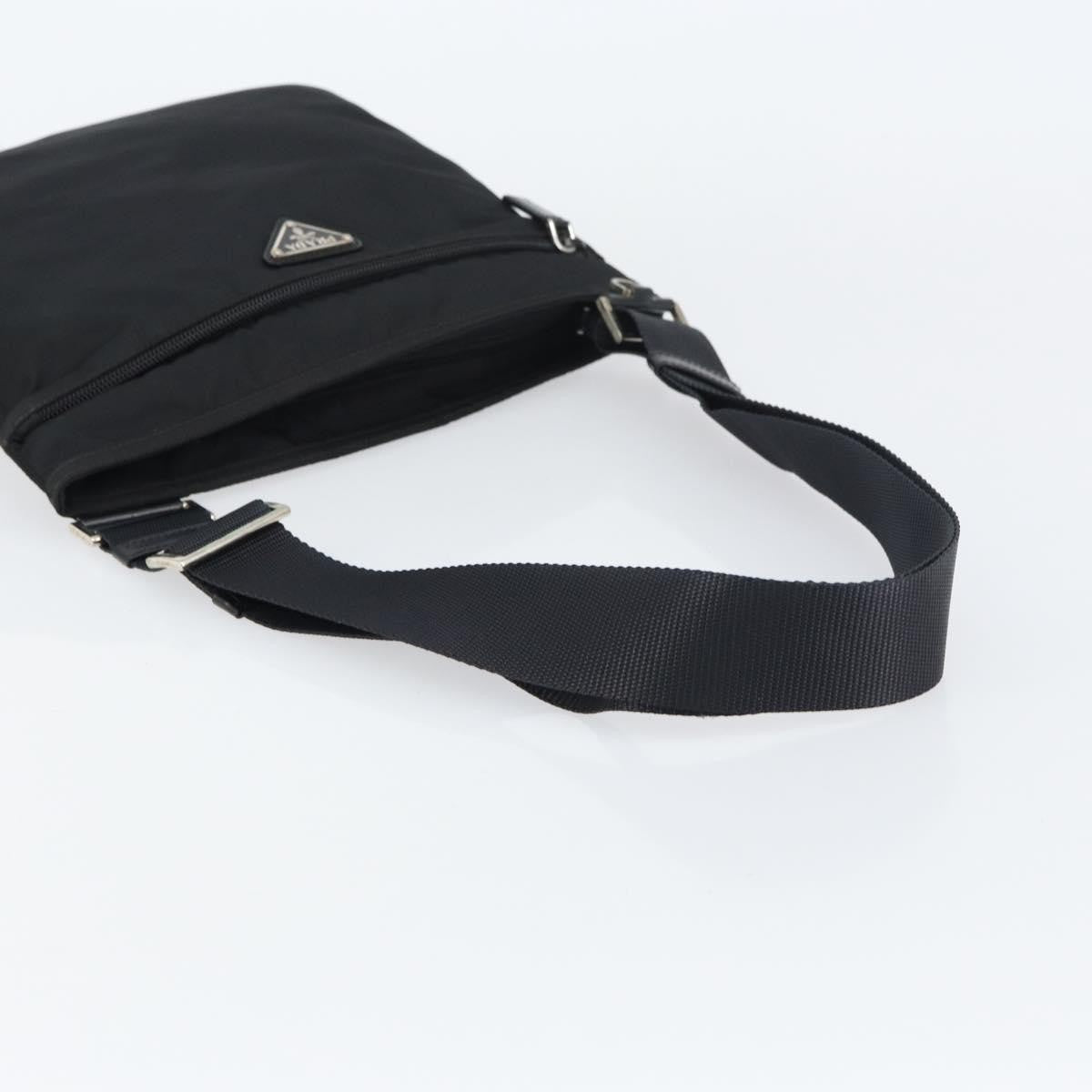 Prada Front Pocket Messenger Bag Tessuto, BLACK, NYLON, Shoulder bag
