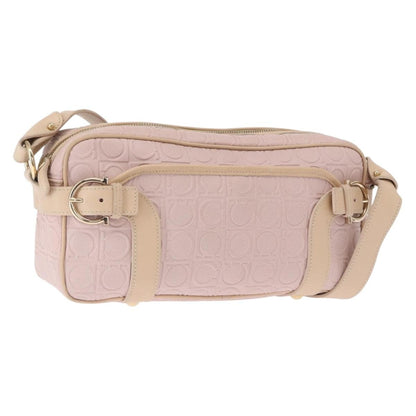 Salvatore Ferragamo Gancini Shoulder Bag Leather, PINK, LEATHER, Shoulder bag
