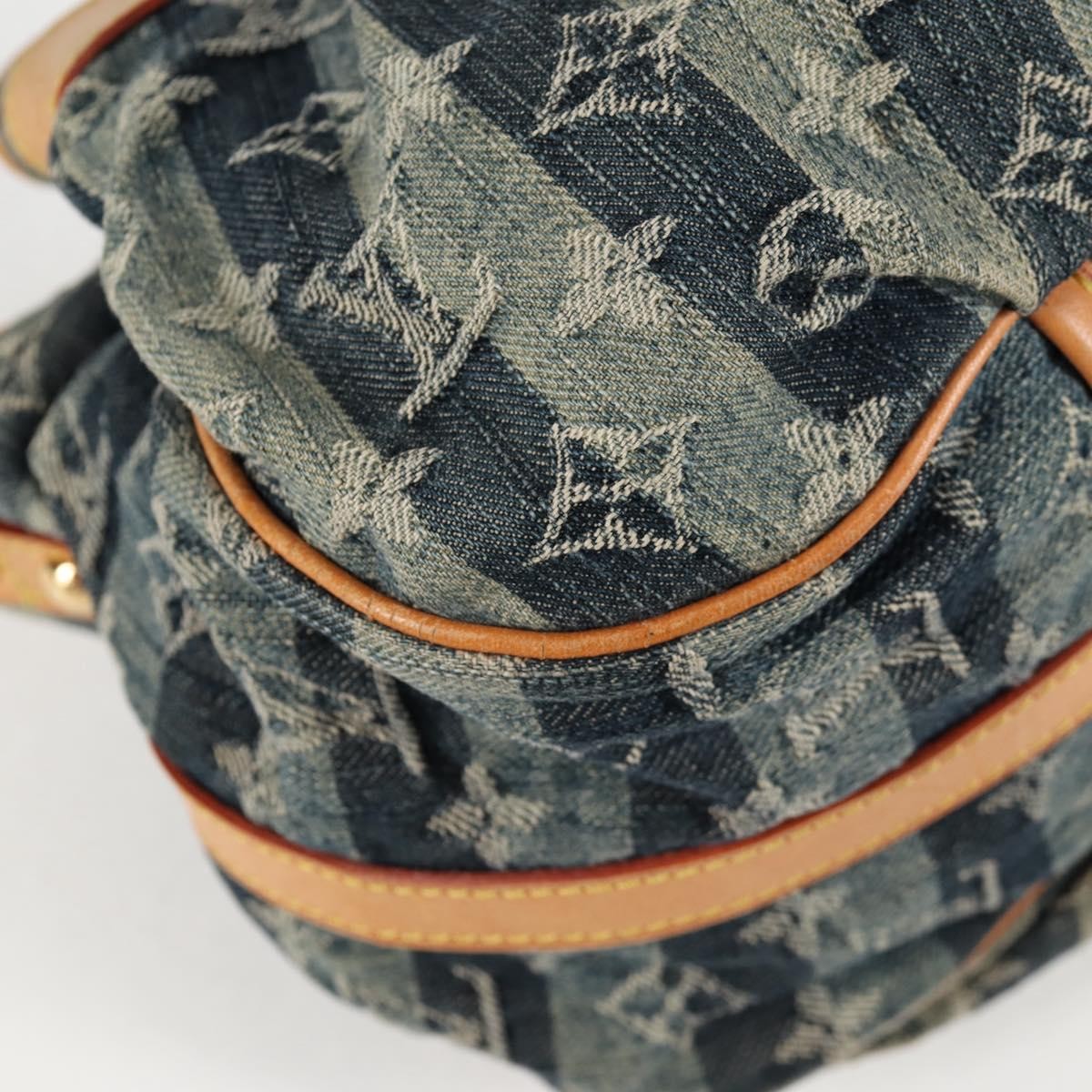 Louis Vuitton Porte Epaule Raye Handbag Striped Monogram Denim, BLUE, DENIM_JEANS, Handbag